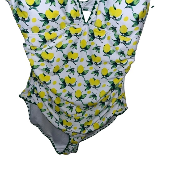 Aidonger lemon print ruffle one piece bathing suit swimsuit new nwt large L - Picture 3 of 9